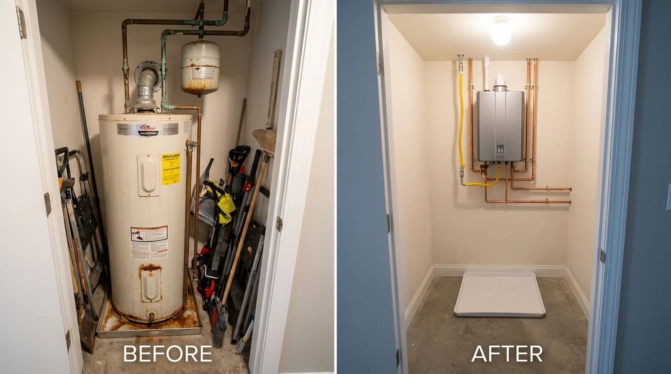 Tank water heater versus wall-mounted tankless unit comparison for Cairo, IL homeowners